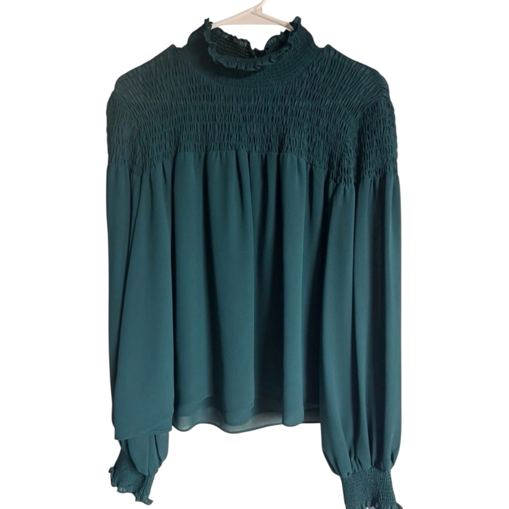 Karlie Elegant Teal Smocked Women's Top